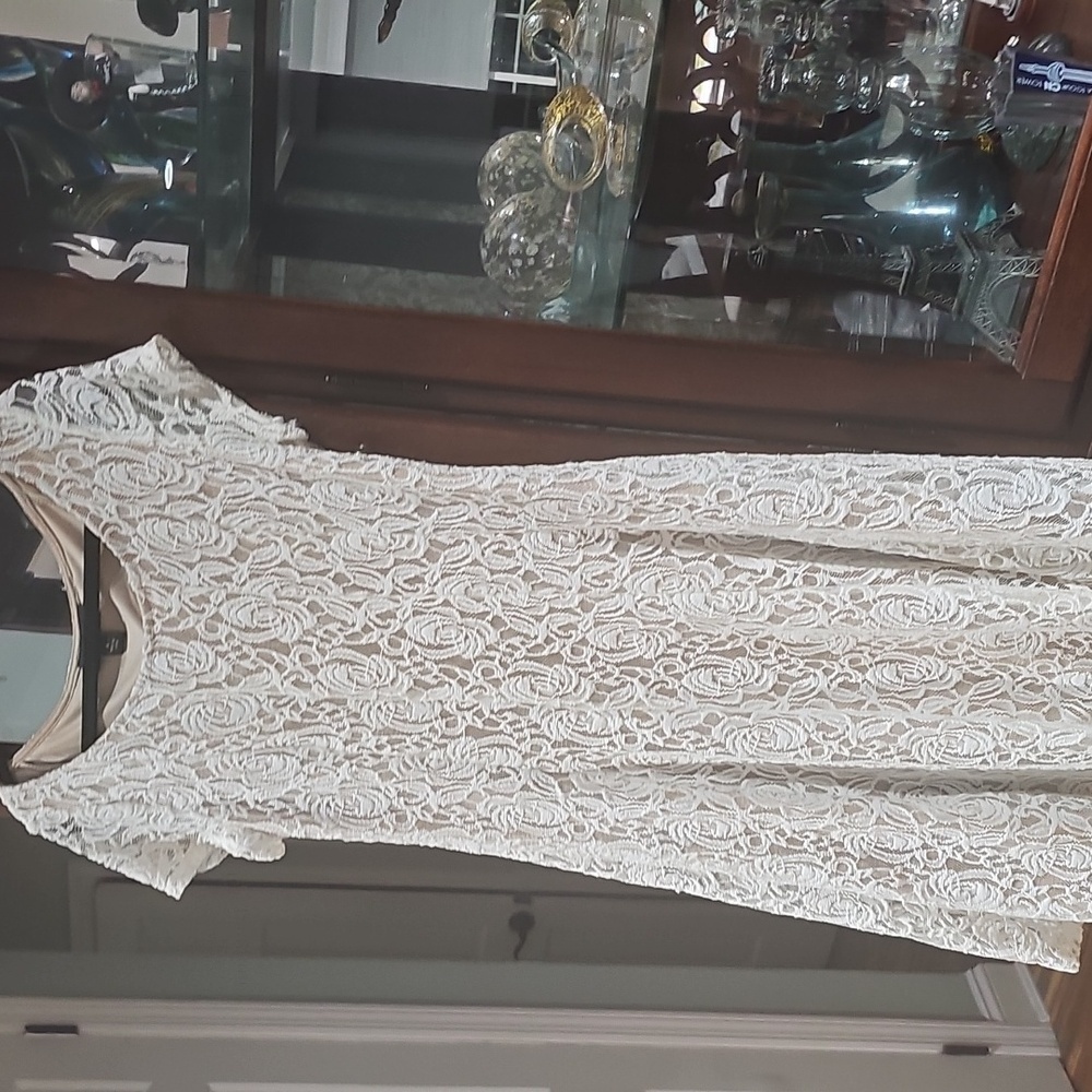 PERCEPTION New York White Lace Overlay Dress size medium